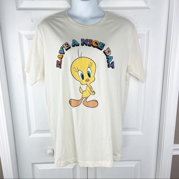 Warner Bros Yellow Looney Tunes Tweety Bird Have a Nice Day Shirt Size 2X - Picture 2 of 8
